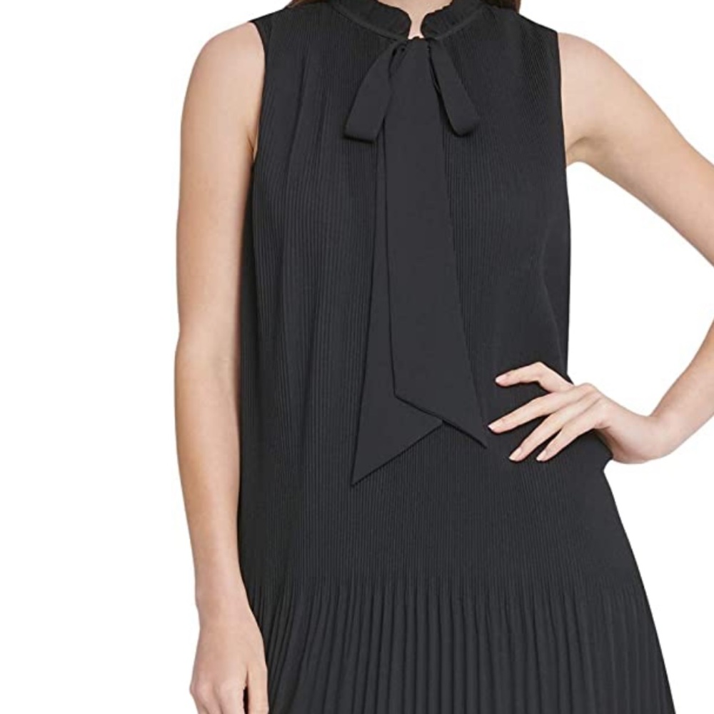 Black DKNY pleated dress. Size US 6. NWT